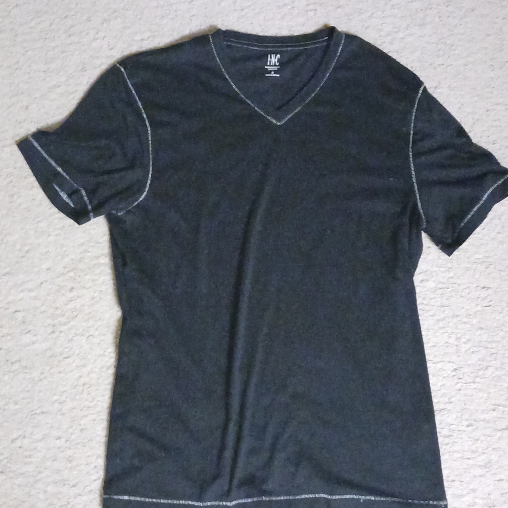 INC Black V-Neck T-shirt Men's Small